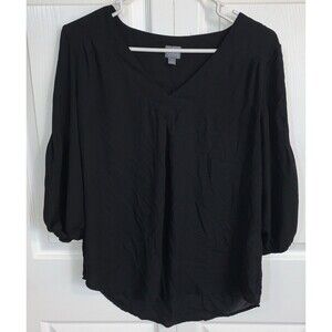 SOHO Blouse Shirt Womens S Black Sheer Classic